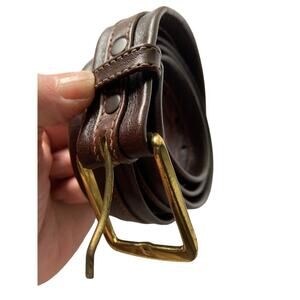 Danbury EVP Leather Belt Solid Brass Square Buckle Brown Belt Size 38 Z29